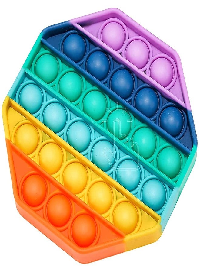 DealFry Push Pop Bubble Sensory Fidget Toy Set,Pop It Autism Special Needs Silicone Stress Relief Toy Popper Educational Toys for Family and Friends Rainbow Motor Kids (Hexagon) - Image 1